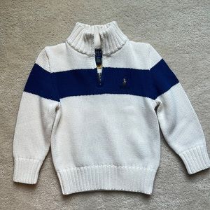 Boys 3T Polo Ralph Lauren quarter zip cotton club sweater in Cream